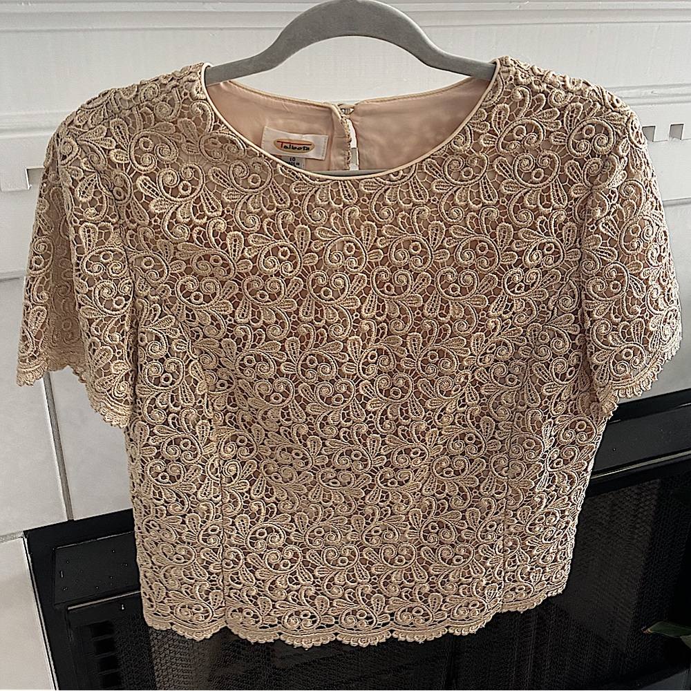Talbots paisley shirt, short sleeve, gold, size women’s 10